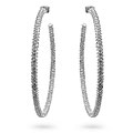 Silvertone Pave Clear Cubic Zirconia Hoop Earrings