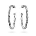 Pave Cubic Zirconia Silvertone Hoop Earrings