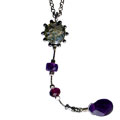 Dangling Amethyst and Garnet Roman Glass Necklace (Israel)
