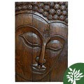 Large Acacia Wood Three-Panel Buddha Face (Thailand)