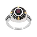 SS Rope Design Oxidized Garnet Ring