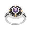 Sterling Silver Rope Design Oxidized Amethyst Ring