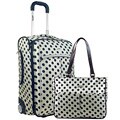 Olympia 2-piece Silver/Brown Polka Dot Luggage Set