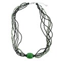 Carved Green Jade Barrel Necklace
