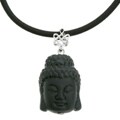 Nylon Carved Agate Buddha Head Necklace