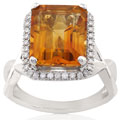18k White Gold 2/5ct TDW Diamond Citrine Ring