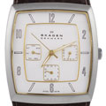 Skagen Leather Strap Men's Quad Dial Watch