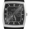 Skagen Men's Leather Strap Quad Dial Watch
