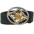 Vitanouva Suede Green Belt with Embellished Buckle