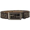 Fendi Brown & Beige Jacquard Zucchino Logo Belt
