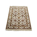Indo Tabriz Hand-knotted Ivory/Ivory Rug (5' x 7')
