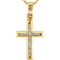 10k Yellow Gold 1/8ct TDW Diamond Cross Necklace