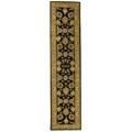 Tabriz Black/ Gold Wool and Silk Rug (2'3 x 8')