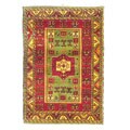 Indo Kazak Hand-knotted Rug Green/ Gold (4'6 x 6'6)
