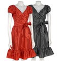 Max & Cleo Puff Sleeve Taffeta Flounce Party Dress