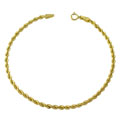 14k Yellow Gold 2.5 mm Hollow Rope Bracelet