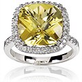 14k White Gold Cushion-cut Lemon Quartz 1/3ct TDW