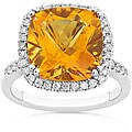 14k White Gold 1/3ct TDW Diamond Citrine Ring