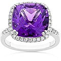 14k White Gold Amethyst 1/3ct TDW Diamond Ring