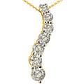 14k White Gold 3/4ct 7 Diamond Journey Curve Necklace