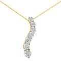 14k Gold 1/4ct 7 Diamond Journey Curve Necklace