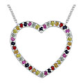 Silver Multi Sapphire Heart Pendant