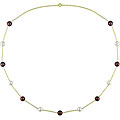 10k Gold Off-round Brown/ White Pearl Necklace (5.5-6mm)