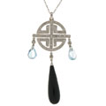14k Gold Gemstone and 1/4ct TDW Diamond Dangle Necklace