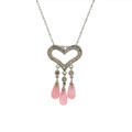 14K 1/8ct. Diamond and Pink Jade Dangle Heart Pendant