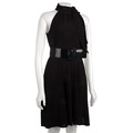 Democracy Black Belted Dress with Bow at Neck
