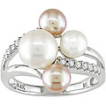 14k Cultured Freshwater Pearl 1/8ct TDW Diamond Ring
