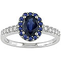 14k White Gold 1/8ct TDW Diamond Sapphire Ring