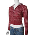 L8ter Women's Zipper Front Heart Pattern Hoodie