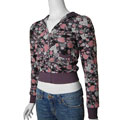 L8ter Women's Heart Pattern Zipper Front Hoodie