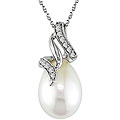 14k Gold FW Pearl and 1/10ct TDW Diamond Necklace (10-11 mm)
