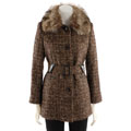Via Spiga Women's Brown Tweed Wool Coat