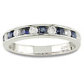 10k White Gold 1/5ct TDW Diamond and Sapphire Ring