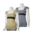 L8ter Metalic Dot Print Empire Tunic Top