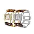 Geneva Platinum Rectangular Links Cuff Watch