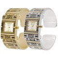 Geneva Platinum Polished Ornate Cuff Watch