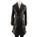 DKNY Women's Belted Leather Trench Coat