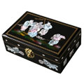 Mother of Pearl Inlay 'Imperial Feast' Lacquer Jewelry Box