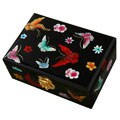 Hand-Painted Butterfly/ Flower Black Lacquer Jewelry Box