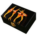 Hand-Painted Five Orchid Black Lacquer Jewelry Box