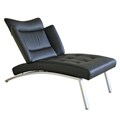 Eustace Black Full Leather Chaise Lounge