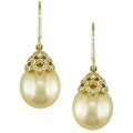 14k Gold South Sea Pearl/ Diamond Earrings (11-12mm)