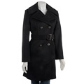 Tahari Women's Chelsea Black Wool Blend Trench Coat