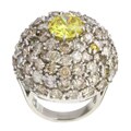 Platinum and Champagne Diamonds Giant Cluster Ring