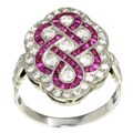 Platinum Diamonds and Rubies Deco Ring