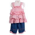 Austin & Ashley Infant Girl's Calico Ruffle Denim Set